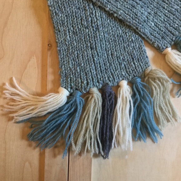 Vintage Kolor Knits Blue Pure Wool Made in Ireland Scarf - Picture 5 of 6